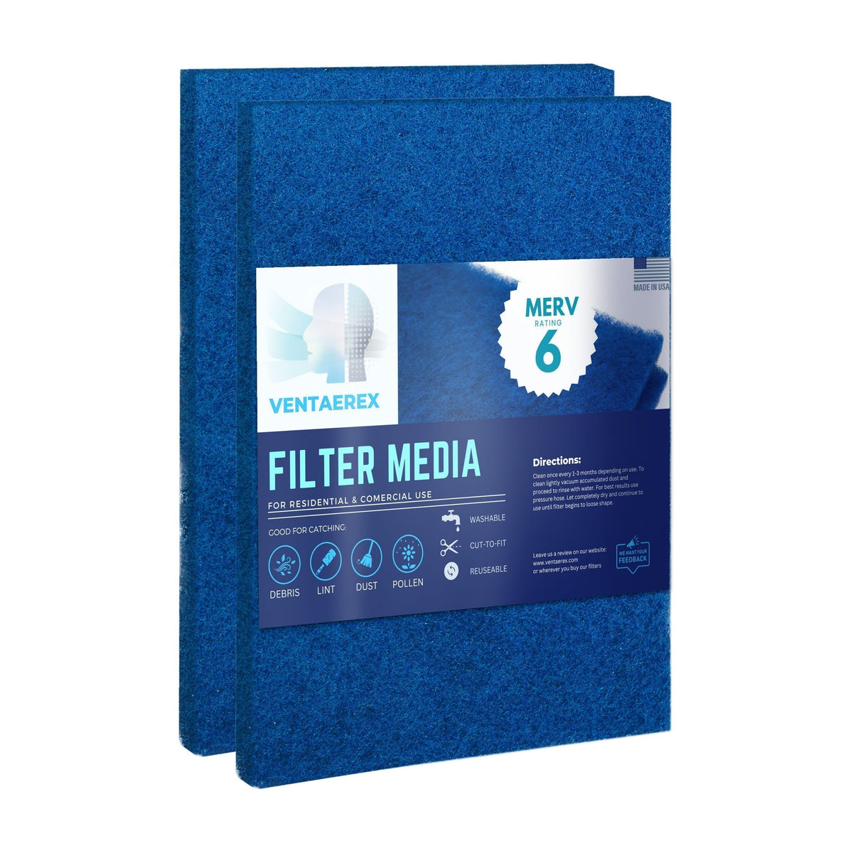 2-Pack Aero-Flo 14x20x1 Washable Air Filters | MERV 6, Polyester Media | For Furnace & AC Units